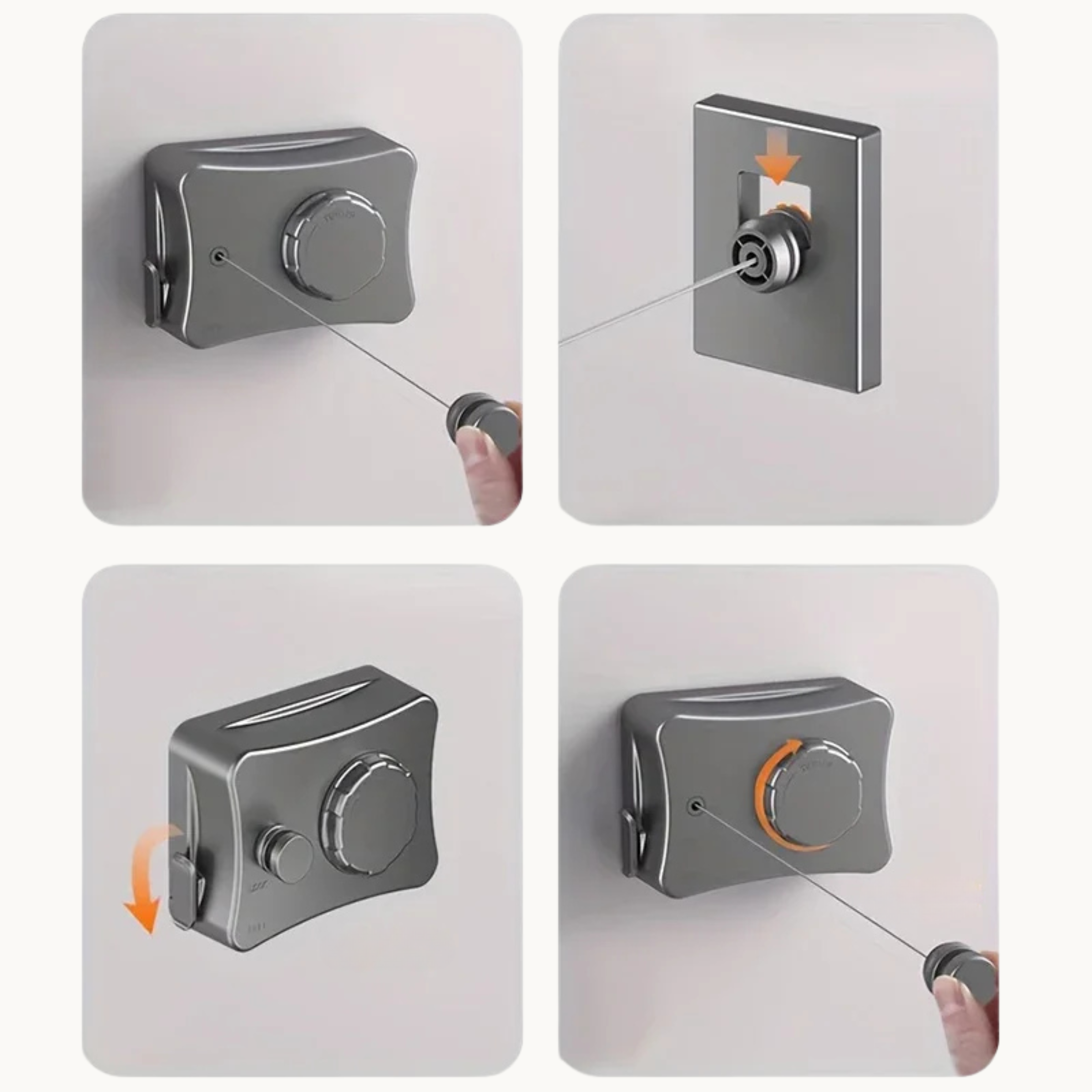 Wall mounted retractable clothesline for space-saving indoor laundry drying