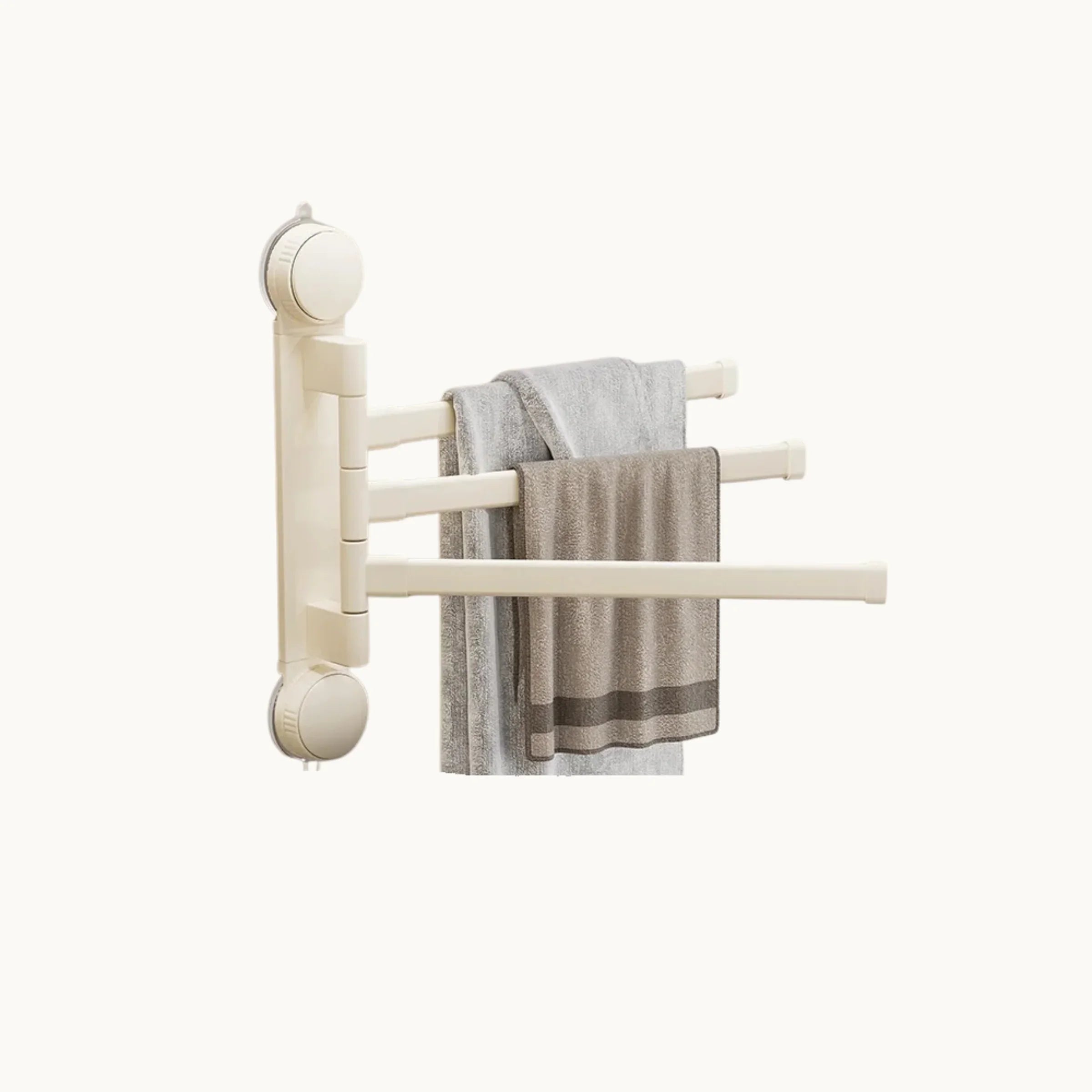 Wall mounted folding drying rack with towels, space-saving bathroom organizer