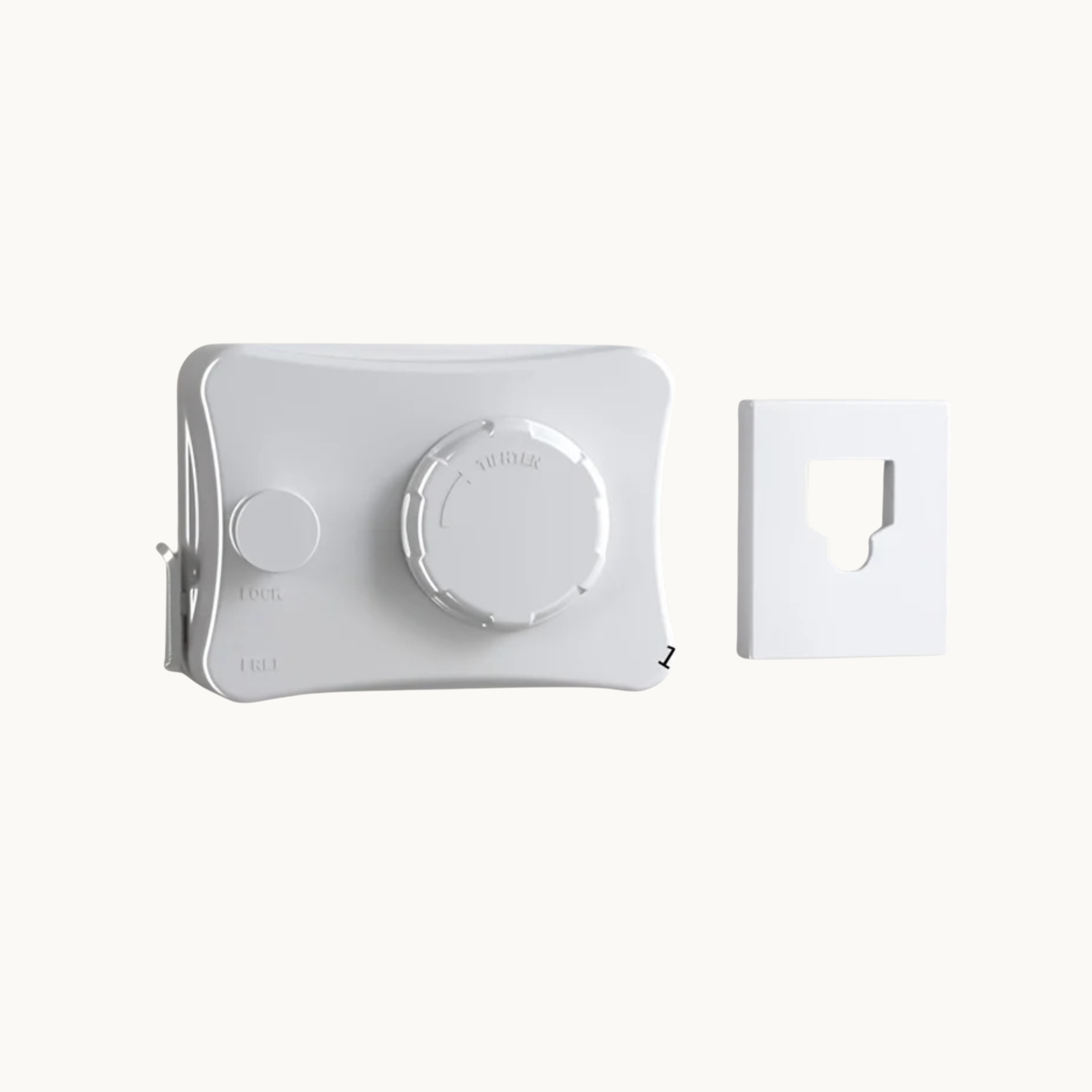 White wall mounted retractable drying rack with rotary knob and mounting plate