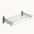 Wall mounted retractable drying rack with stainless steel rods, space-saving design